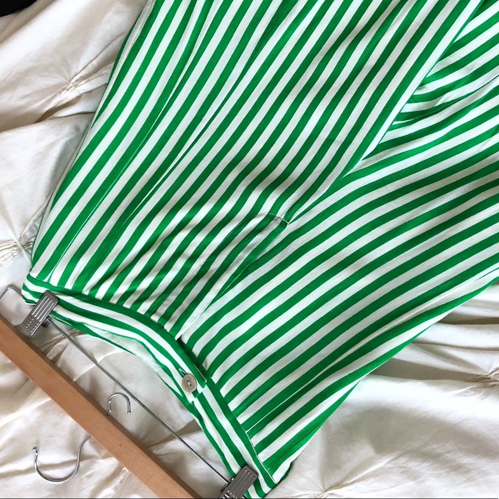 Anthropologie Green Striped Wide Leg Pants